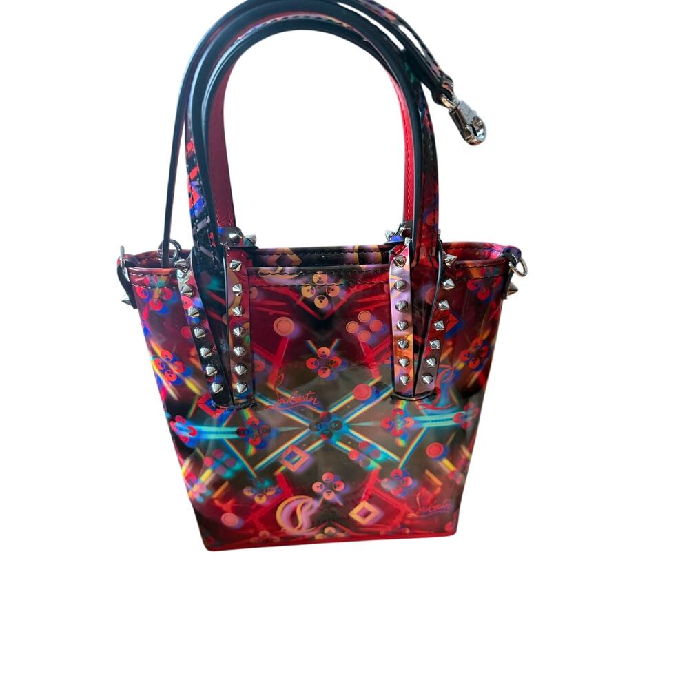 Christian Louboutin Mini Cabata Loubinthesky Tote featuring a vibrant disco COA